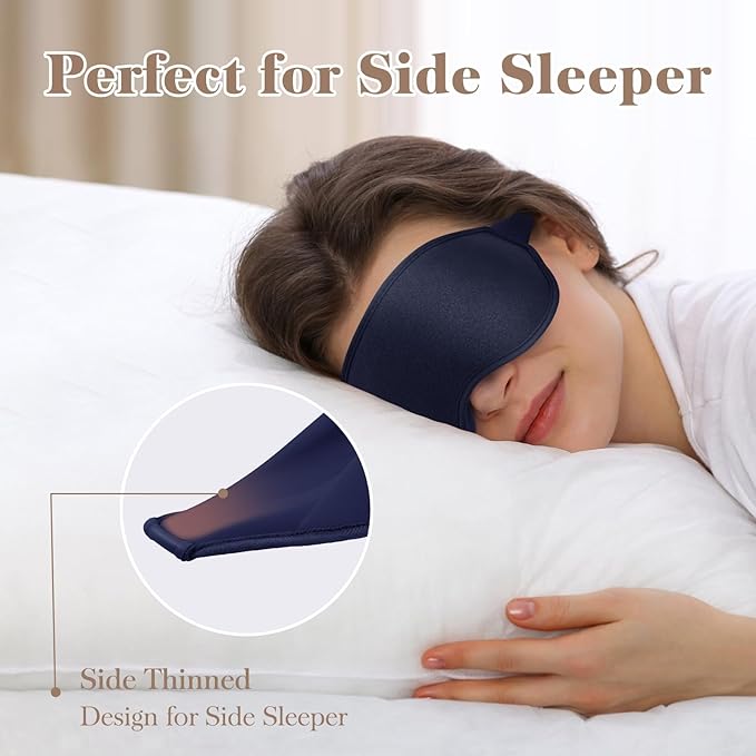 3D Cooling Eye Mask Sleep Mask for Men & Women, 100% Pressure-Free & Light Block-Out Eye Mask for Sleep with Easy Adjustable Strap, Night Eye Cover for Travel, Blue - Bloomnest