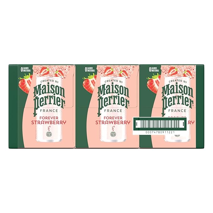 Maison Perrier Forever Strawberry Flavored Sparkling Water, 11.15 Fl Oz Cans, 8 Count, 3 Pack - Bloomnest