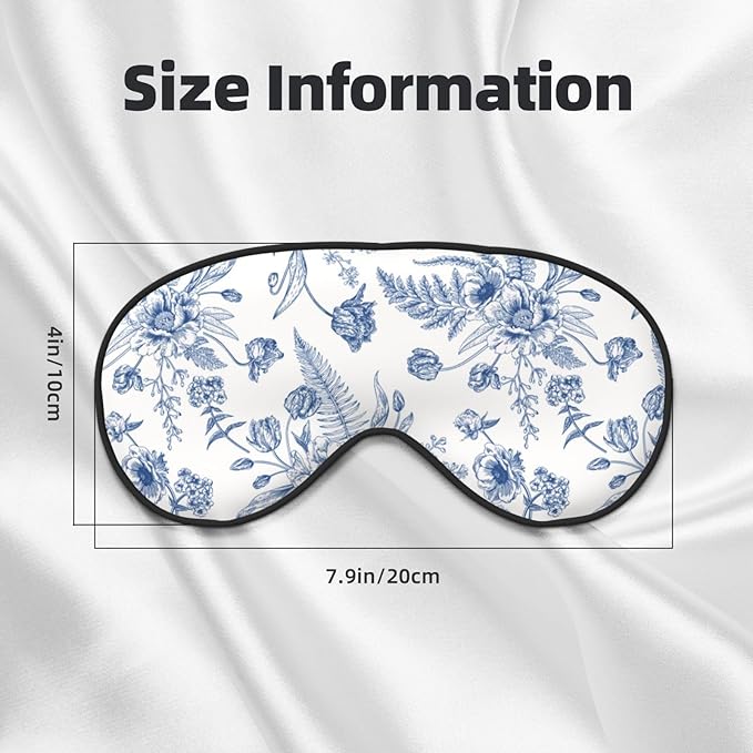 Vintage Blue Floral Peony Sleeping Eye Mask Eye Mask for Sleeping Soft Comfort Eye Shade Blackout Eye Cover for Deep Rest Travel Nap Meditation - Bloomnest