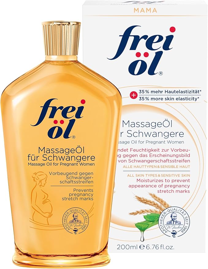 Massage Body Oil for Pregnant Woman – Maternity Skincare Oil, Skin Elasticity Increase by 35% – Prevents Stretch Marks, Safe to use for mom and Baby – Vegan, 200 ml / 6.76 Fl Oz - Bloomnest