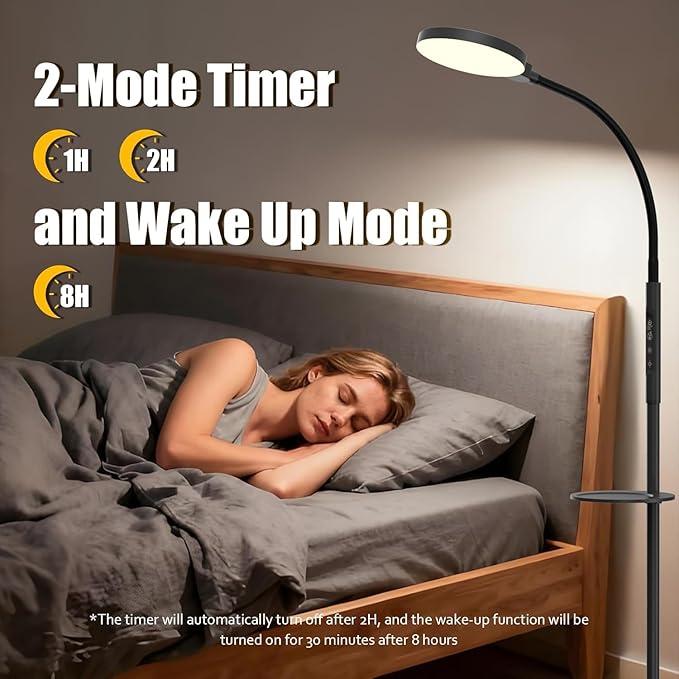 Light Therapy Lamp, 3-in-1 Floor Lamp 11000 Lux, Sunlight Lamp with Remote & Timer, LED UV-Free Sun Lamp with Adjustable 10 Brightness & 5 Color Temperature for Living Room Bedroom Office, Black - Bloomnest