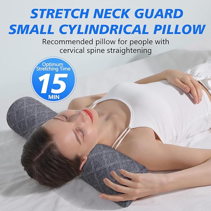 Cozyhealth Cervical Roll Pillow, Medium Soft Memory Foam Neck Round Pillow Cylinder Bolster Pillow for Sleeping, Round Neck Support for Bed, Legs, Back and Yoga (Grey, Large - 4.7" H) - Bloomnest