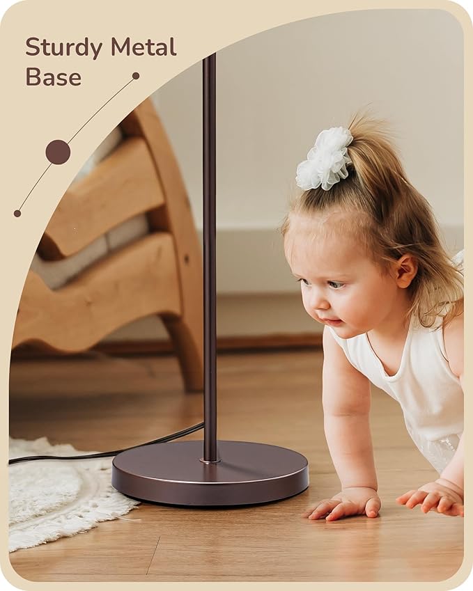EDISHINE 64.7" Modern Minimalist Floor Lamps for Living Room with 3 Color Temperatures Bulb & Adjustable Linen Shade, Foot Pedal Switch, Tall Standing Lamp for Bedroom Office, Brown - Bloomnest