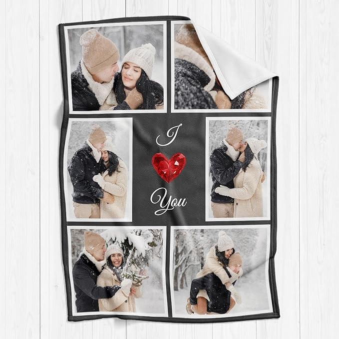 I Love You Gifts for Couples, Custom Blanket with Photos, Personalized Blankets with Pictures, Photo Blankets Using My Own Photos, Personalised Gifts for Christmas - Bloomnest
