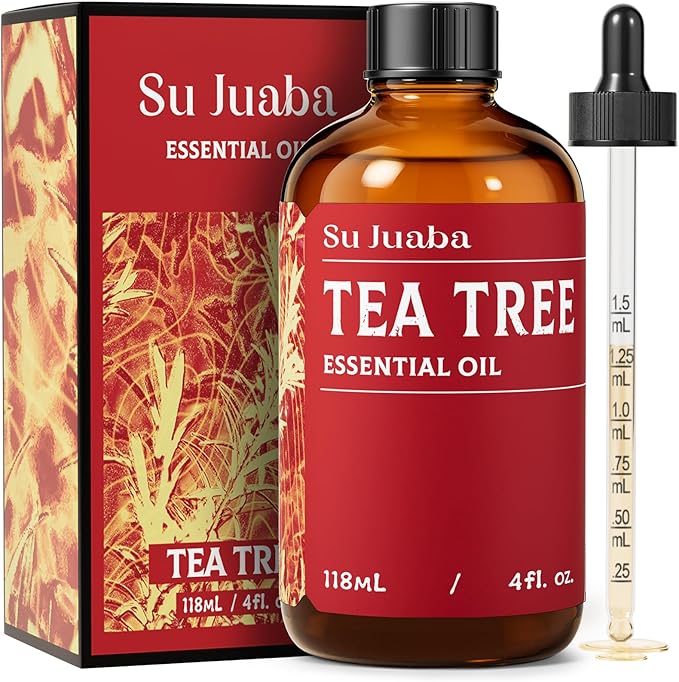 SU JUABA 4 Fl Oz Tea Tree Essential Oil, 100% Natural Aromatherapy Oil for Toenail, Skin, Face, Hair, Shampoo - 118ML Bloomnest