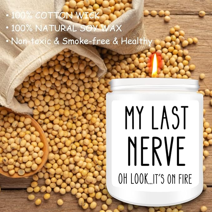Homsolver Birthday Gifts for Women, Funny Friendship Gift for Friend - My Last Nerve Lavender Candle - Unique Best Friend Birthday Gifts for Women, Her, Mom, BFF, Sister - Bloomnest