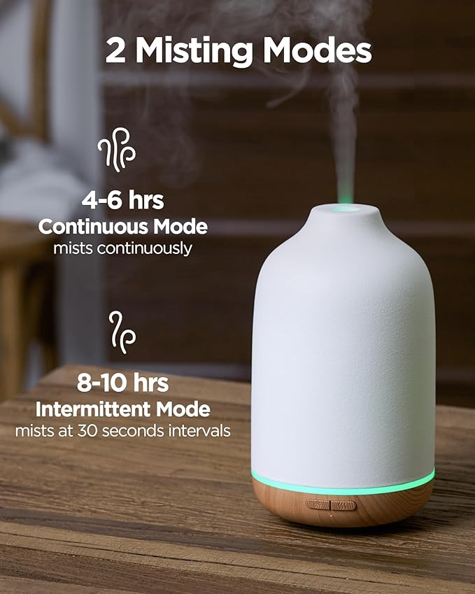 InnoGear 150ml Ceramic Essential Oil Diffuser, Handcrafted Stone Aromatherapy Scent Diffuser Ultrasonic Aroma Diffusers Humidifier Vaporizer with 2 Mist Modes Waterless Auto Off for Home Room Office - Bloomnest