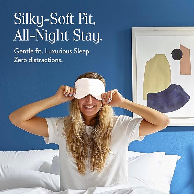 Brooklinen Silk Eye Mask for Sleeping – Ivory, 100% Mulberry Silk Sleep Mask with Soft Elastic Strap, Machine Washable, Breathable & Cool-to-The-Touch – Ideal for Sleeping & Traveling - Bloomnest