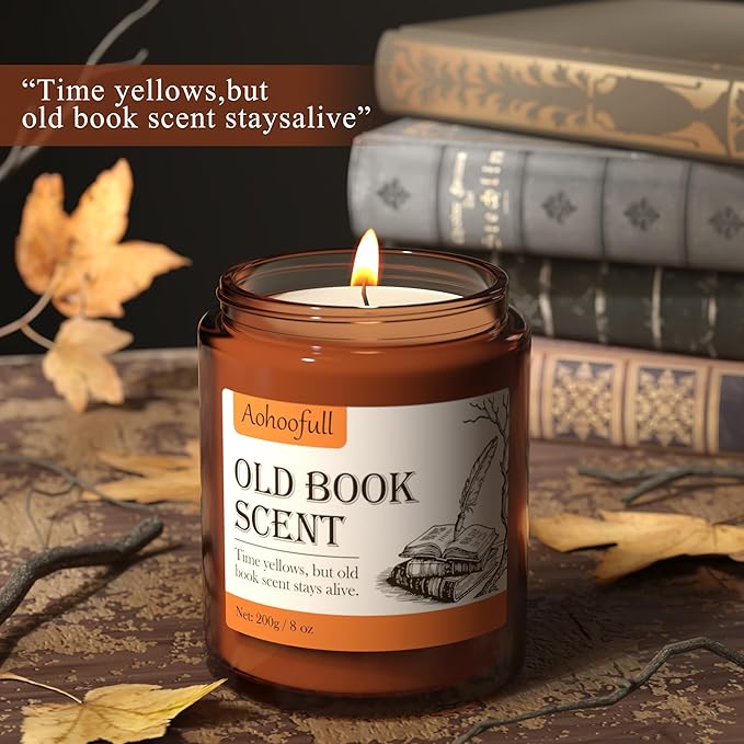 Scented Candles Gifts for Book Lovers, Soy Wax Candles,Fall Candle Inspired Gift Ideas for Readers,Women, Bookworm, Librarian, Men, Friend, 8 oz - Bloomnest