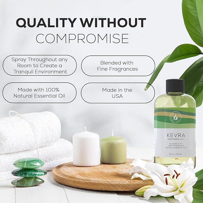 Aroma Country Kevra Diffuser Oil - Luxury Essential Oils for Diffuser Refill & Air Freshener Room Spray - Long-Lasting & Natural Home Fragrance, Garden Lily Scented Oil for Diffusers (8.5 Fl. oz) AromaCountry