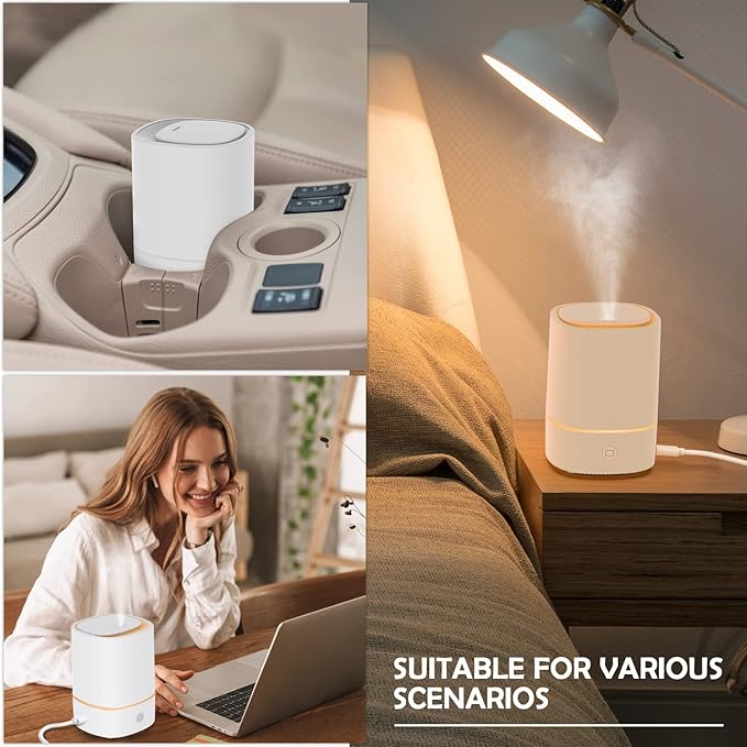 Essential Oil Diffusers for Home with USB Cord, 150ml Aroma Humidifier for Office, Water Shortage Protection, 7 Color LED Lights White Scent Mist Dorm Room Essentials Aromatherapy Ultrasonic - Bloomnest
