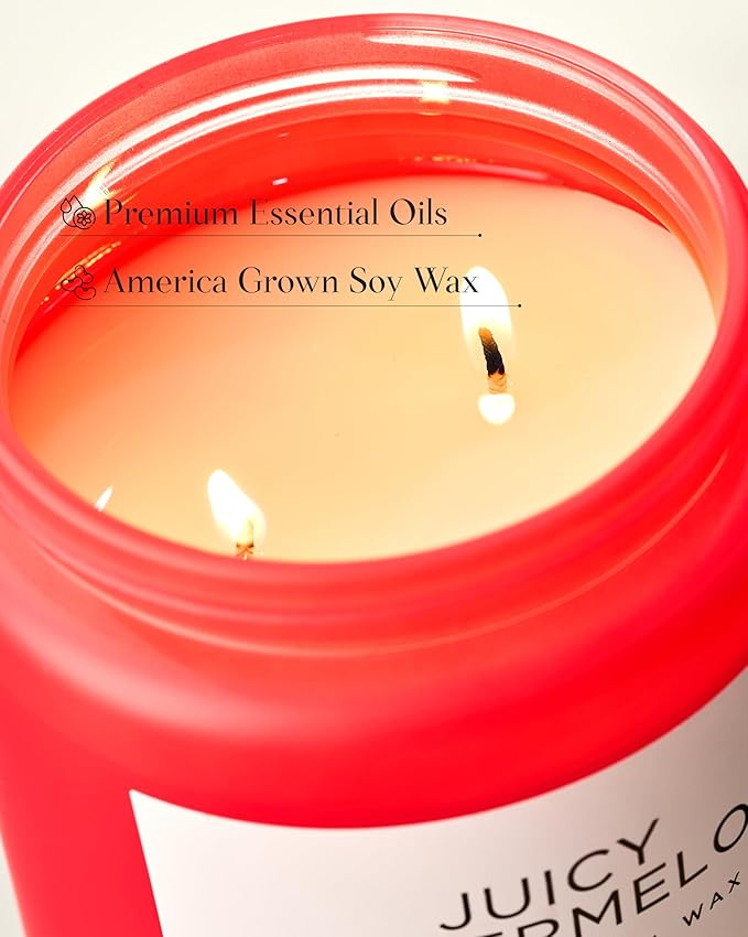 M&SENSE Juicy Watermelon Scented Candle, 19.4oz 110 Hours Clean Non Toxic Natural Soy Wax Long Lasting Candle for Women Men, 2 Wick Fruit Scent Home Fragrance Home Decor for Housewarming Gifts - Bloomnest