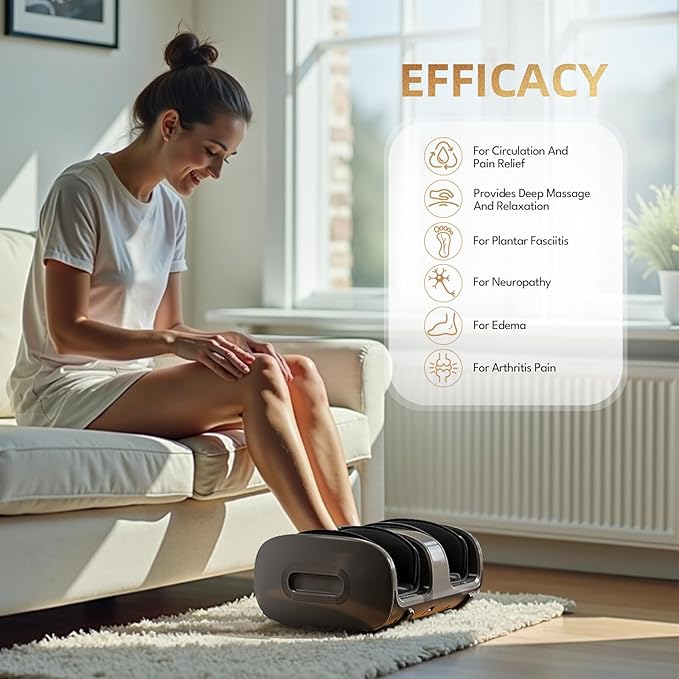 SUMELL Shiatsu Foot Massager with Warm & Cool Options – 6 Adjustable Modes for Arch & Heel Support, Deep Kneading with Reusable Gel Packs for Feet & Legs for Women and Men (White) - Bloomnest