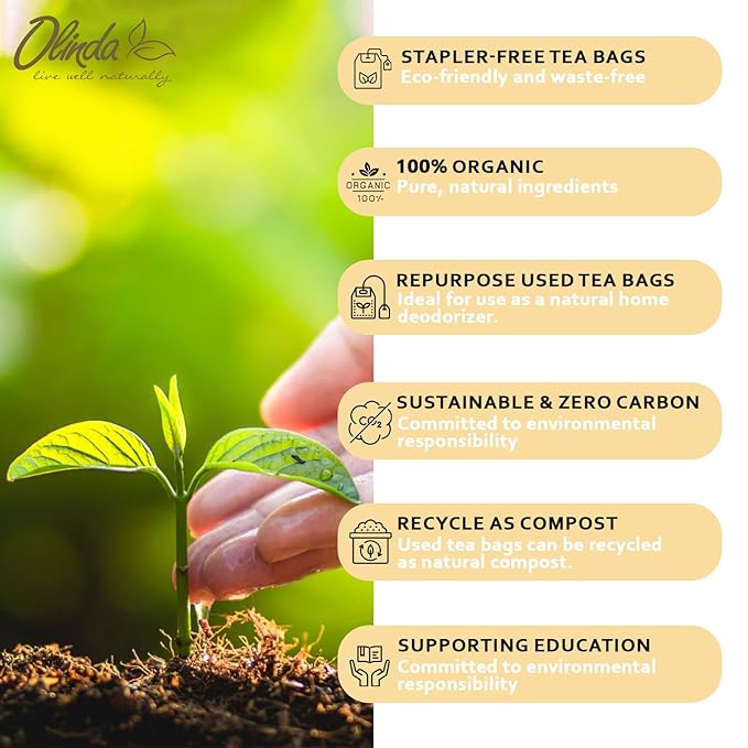 Olinda Turmeric Rooibos and Pepper Herbal Tea Organic Caffeine Free Tea for Weight Loss Detox and Antioxidant Support 28 Tea Bags Hot or Cold Brew - Bloomnest