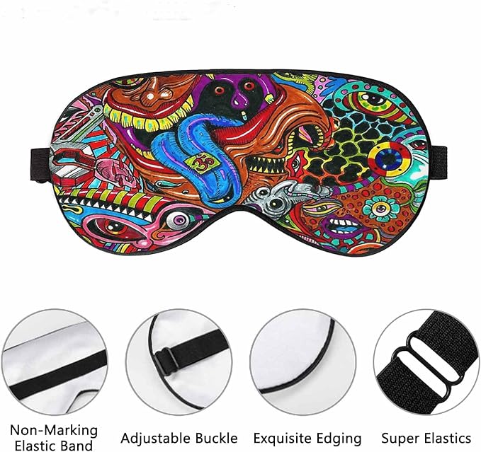 Tracery Sleep Eye Mask Ethnic Colorful Doodle Men Women Sleep Mask with Adjustable Strap Eye Cover Eye Shade for Travel, Nap,Meditation - Bloomnest
