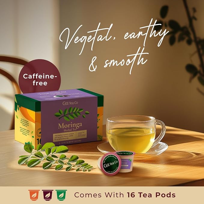 Gya Tea Co Moringa Herbal Tea Pod (16 Count)- Decaf Wellness Tea for Body Comfort & Relaxing - Bloomnest