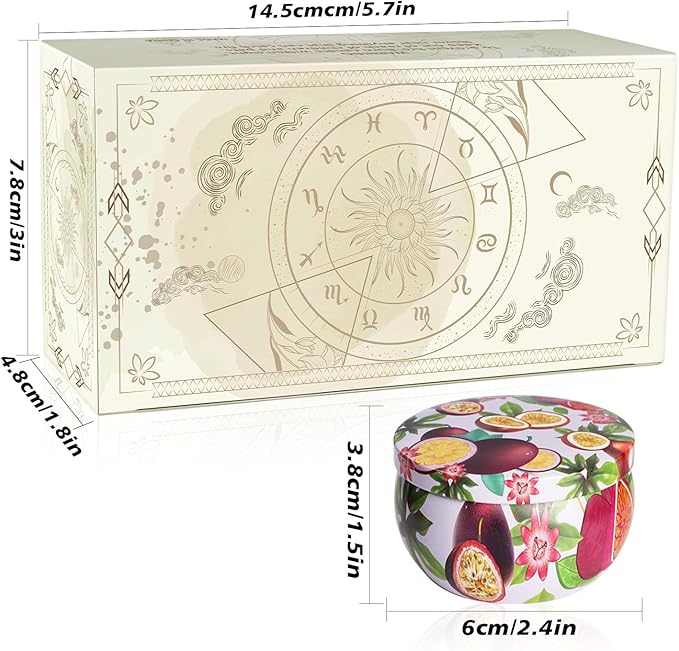 Set of 2 | 2.5-Ounce Scented Jar Candles - Fruit Style - Perfect for Home, Spa, Yoga Studio - Vibrant Colorful Iron Can Jars Candles(Passion Fruit & Apricot Fragrance) - Bloomnest