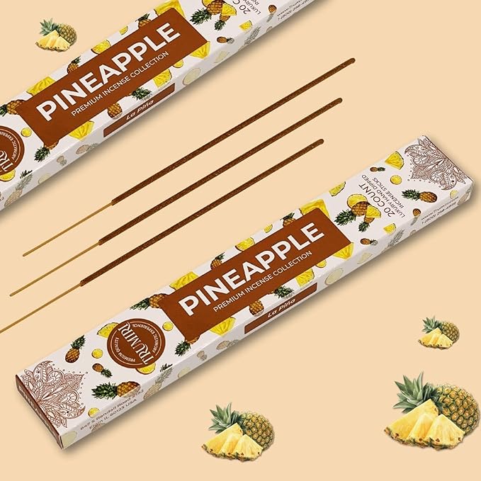 Pineapple Incense Sticks - Incienso de Piña - Total 40 Insence-Sticks - Dual Pack of 20 Insense - Inciensos - Inscents - Natural Non Toxic Ingredients - Incents - Incence - Inscense - Insents TRUMIRI