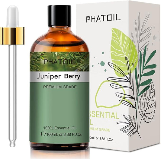 Juniper Berry 3.38fl.oz Essential Oil, PHATOIL Pure Aromatherapy Oils for Diffuser, Humidifier, Perfect for DIY Soap, Candle, Bath Bombs Making(100ml) PHATOIL