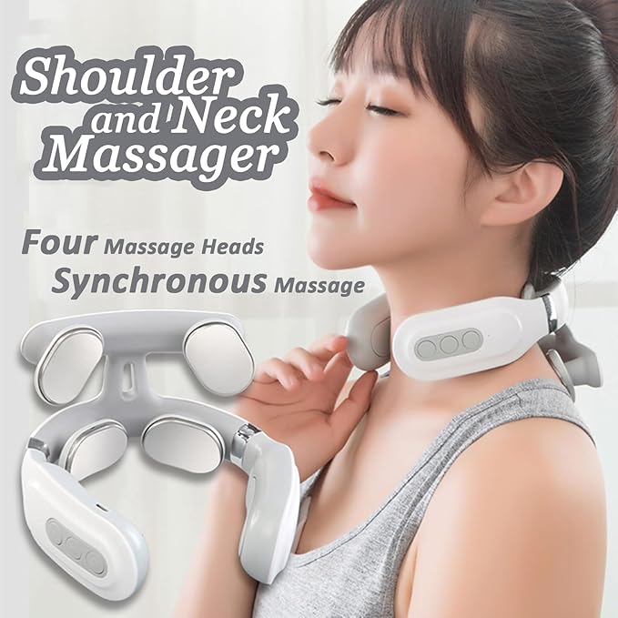 Pulse Neck Massager, 2026 2.0 Upgraded 4-Head Portable Neck Massager with Heat, 6 Modes 16 Levels for Home Relaxation & Personal Comfort, Ergonomic Design, Portable, Lightweight Bloomnest