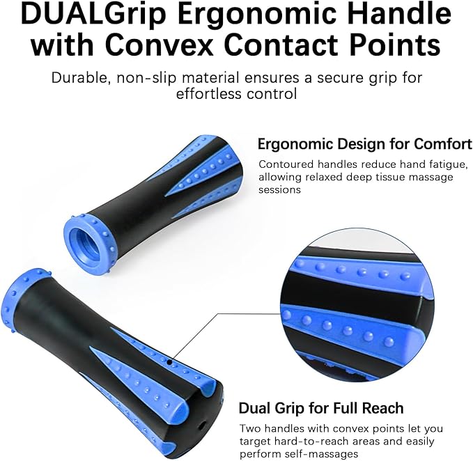 Muscle Roller Massage Roller Stick- Deep Tissue Fascia Blaster for Myofascial Pain Relief, Lymphatic Drainage & Body Sculpting, Handheld Physical Therapy & Recovery Tool (Blue black-18 inch) - Bloomnest