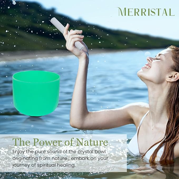 432HZ 9 Inchs Frosted Crystal Singing Bowl Set for Meditation Healing Yoga Chakra Quartz Crystal Sound Bowls with Heavy Duty Carry Case and Rubber Mallet,Suede Striker,O-rings - Bloomnest