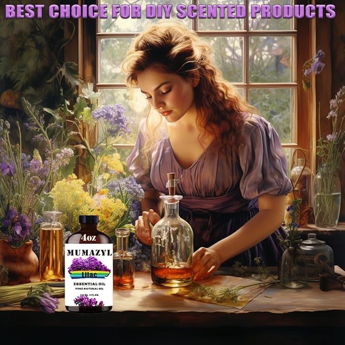 Lilac Essential Oil, Lilac Oil 4 Fl Oz 120ML for Diffuser Humidifier Yoga Cleaning DIY Candle Soap Making Essential Oils - Bloomnest