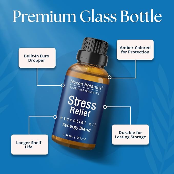 Stress Relief Essential Oil Blend 30 ml - Stress Relief & Calm Essential Oil for Diffusers & Aromatherapy - Promotes Relaxation & Rest - Nexon Botanics - Bloomnest