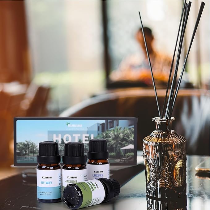 Fragrance Oils, Hotel Collection Diffuser Oil, Luxury Hotel Essential Oil Set for Diffuser, Soap & Candle Making Scents - Luxury Night, Jasmine & Mint, Lemon & Thyme, White Tea, Floral Citrus, My Way - Bloomnest