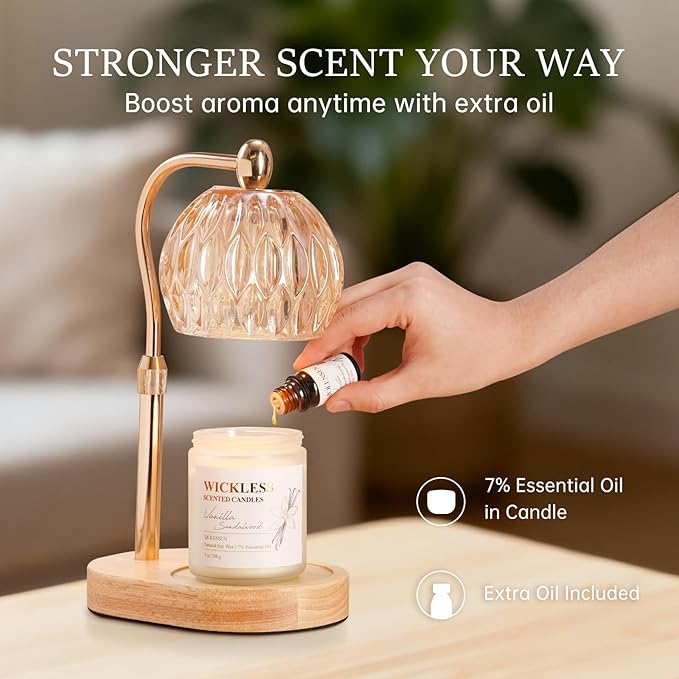 Vanilla Sandalwood Wickless Candle for Candle Warmer Lamp with 10ml Essential Oil for Custom Aroma, Flameless Non-Toxic Soy Scented Candle for Home, Christmas Holiday or Birthday Gift for Women & Men - Bloomnest