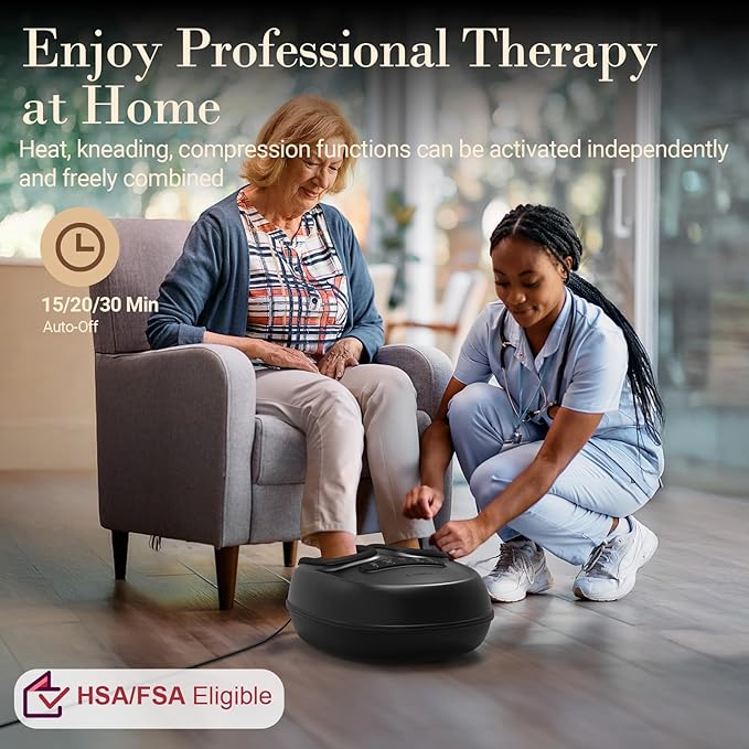Foot Massager with Heat, Shiatsu Feet Massager for Plantar Fasciitis Relief, Adjustable Kneading and Compression Foot Massage Machine for Neuropathy Pain, Fits Up to 13" - Bloomnest