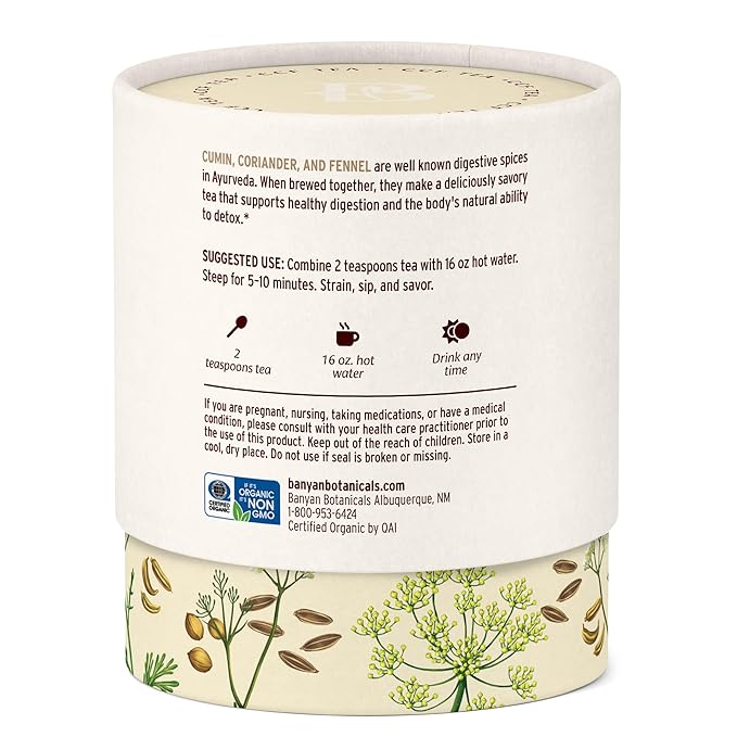 Banyan Botanicals CCF Tea (Cumin, Coriander, Fennel) – Organic Digestion Tea – Traditional Ayurvedic Detox For Supporting Digestion & Gentle Cleansing – 3.5 oz – Non-GMO Sustainably Sourced Vegan - Bloomnest