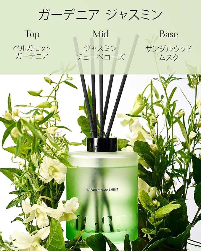 M&SENSE Gardenia Jasmine Reed Diffuser Set - 16.9 fl oz Large Room Scented Diffuser with Sticks, Long-Lasting Non-Toxic Home Fragrance Gift for Bedroom, Bathroom & Office