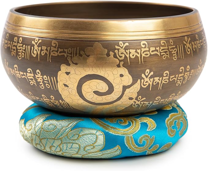 Tibetan Singing Bowl Set - 5" Plain Sound Bowl with Gift Box - Easy To Play for Beginners - Authentic Handcrafted Mindfulness Meditation Chakra Healing Holistic Sound 7 by Himalayan Bazaar - Bloomnest