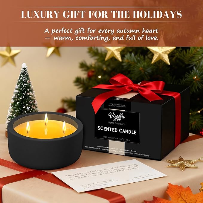 Viyffo Fall Candle – Eucalyptus & Rosemary, 3 Wick Large Scented Candle, 20oz Soy Wax, Aromatherapy Candle for Home Décor, Long-Lasting Fragrance, Perfect for Autumn & Holiday Seasons Gift - Bloomnest