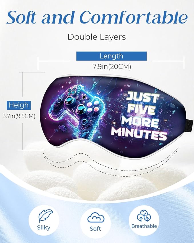 Kids Sleep Mask - Silk Eye Mask for Kids Cute Cartoon Cool Kawaii Soft Smooth Lightweight Boys Girls Teens Sleeping Mask with Adjustable Straps, Game - Bloomnest