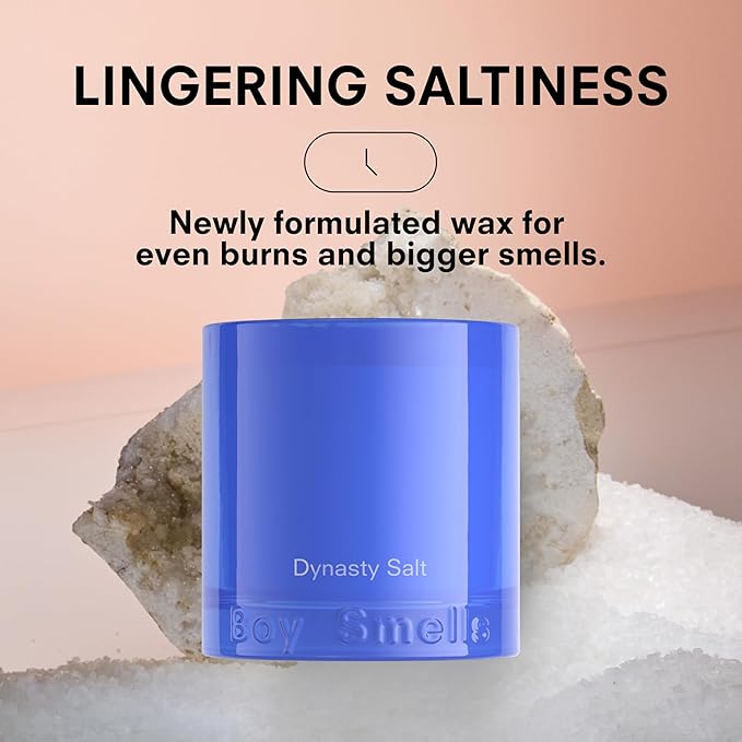 Boy Smells Dynasty Salt Cotton Candle - 8.5 oz Luxury Candle with Pink Pepper, Cotton Accord, and Musk - Cotton Wick - Up to 50-Hour Burn - Cotton Wick - Bloomnest