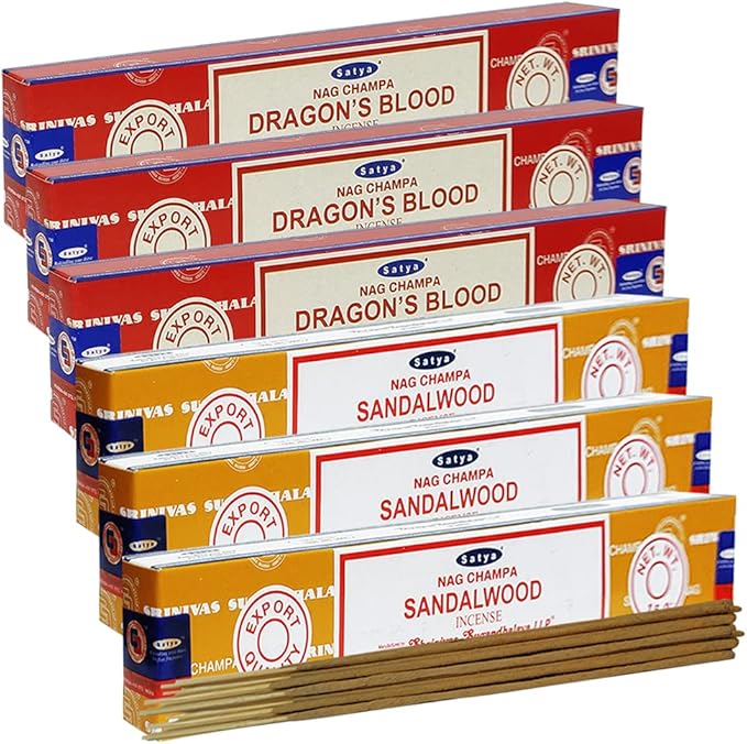 Dragons Blood Sandalwood Incense Sticks & Holder Bundle Variety Pack from House of Nag Champa Incense Sticks and Trumiri TRUMIRI