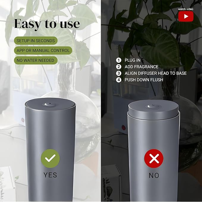 Dynamo Hotel Scent Diffuser – Cold-Air Essential Oil Diffuser for Home & Large Rooms up to 1000 sq ft, App & Manual Control, Hypoallergenic, Includes White Tea Fragrance Sample – Titanium - Bloomnest
