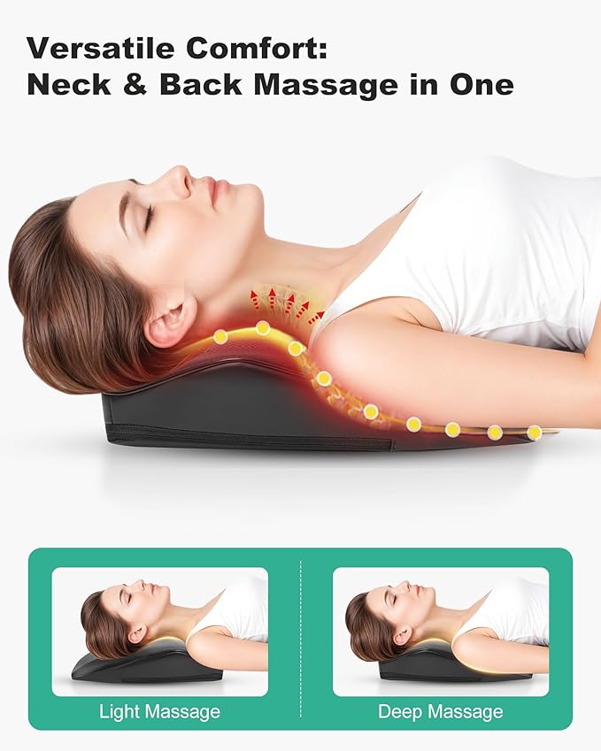 Cordless Shiatsu Neck Massager with Heat & Vibration, Back Neck Shoulder Massager for Pain Relief Deep Tissue, 4D Kneading Back Massage Pillow, Rechargeable Portable Massage, Gifts for Mom,Dad - Bloomnest
