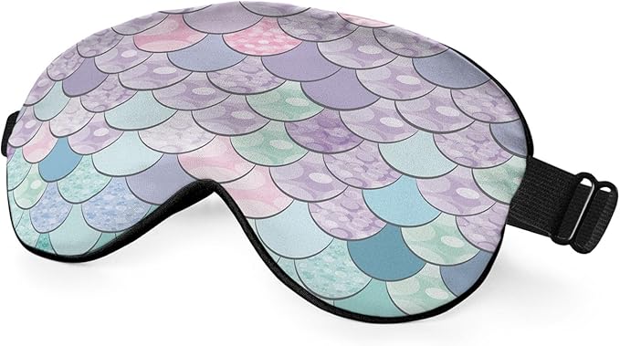 Mermaid Scales Sleep Mask Eye Mask Shiny Scales Ocean Fish Pink Blue Sleep Mask Light Blocking Adjustable Smooth Soft Eye Masks for Women Deep Rest Travel - Bloomnest