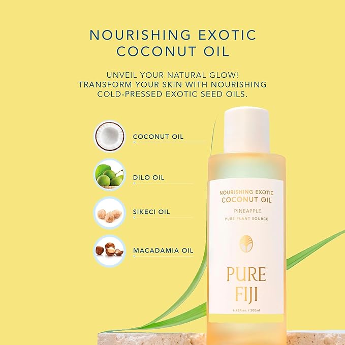 PURE FIJI Nourishing Exotic Coconut Body Oil, Pineapple (7.7 fl oz/230ml) - Bloomnest
