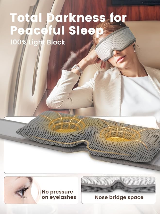 Weighted Sleep Mask for Women Men, Light Block Eye Cover, Gentle Pressure for for Sleeping, Traveling & Relaxation - Bloomnest