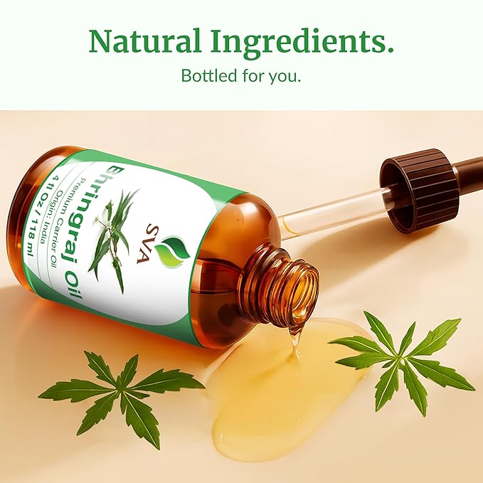 SVA Bhringraj Premium Carrier Oil 4oz (118ml) With Dropper for Hair Oiling, Scalp Massage & Skin Care - Bloomnest