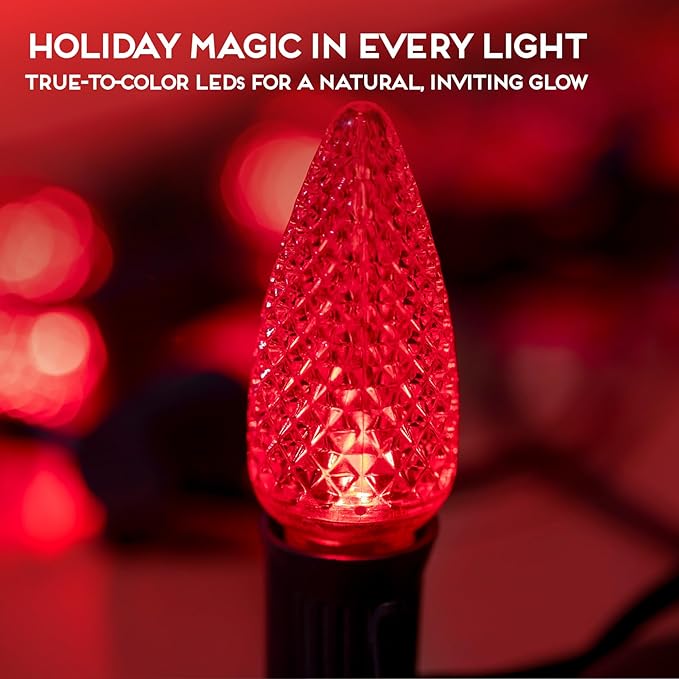HLO Lighting Set of 500 Red C9 Faceted LED Christmas Light Bulbs for Indoor & Outdoor Use | Durable Replacement Bulbs - Bloomnest