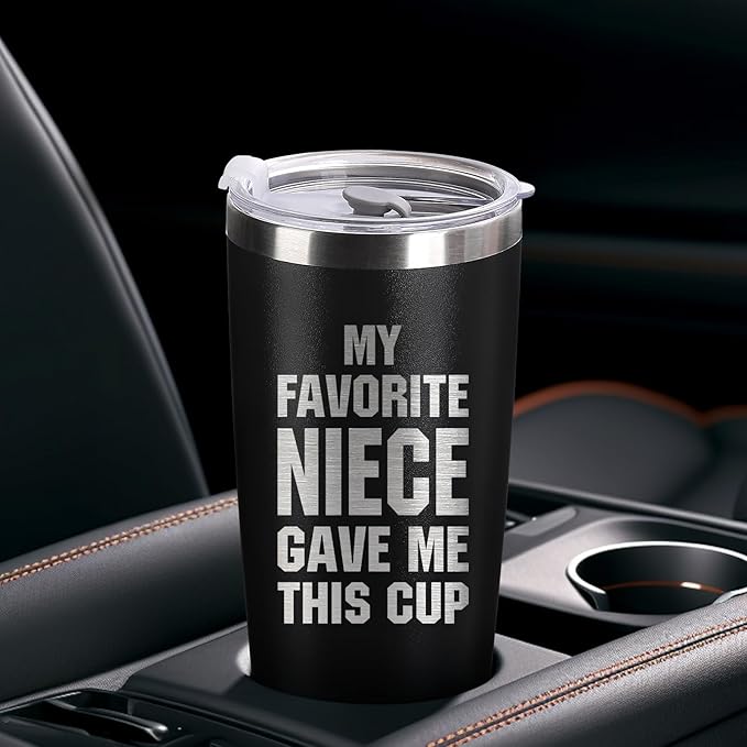 Father's Day Gift for Uncle, Aunt from Niece - Best Uncle Tumbler - Gifts for Father's Day, Christmas, Birthday - Funy 20oz Stainless Steel Insulated Tumbler, Black - Bloomnest