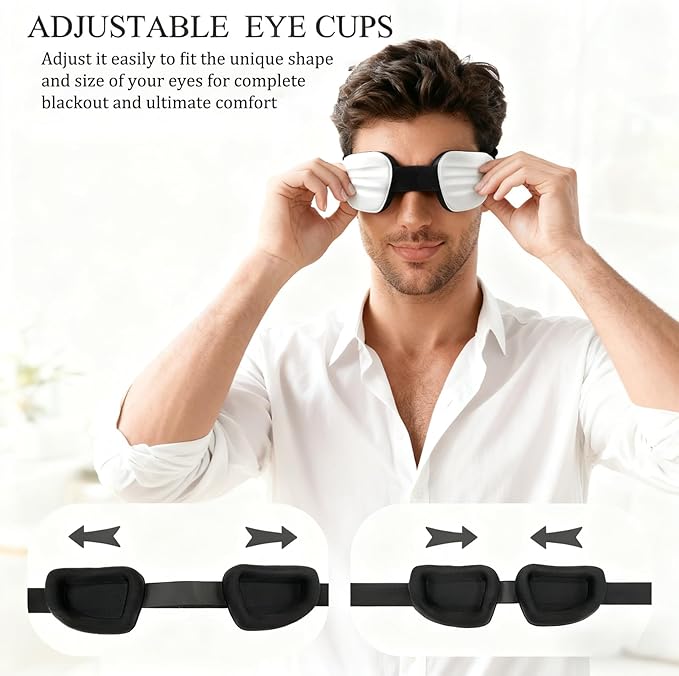 100% Blackout Sleep Eye Mask for Women Men, Zero Pressure Sleeping Mask - Sleep Mask for Cpap Users and Eyelash Friendly Night Blindfold, Adjustable Ultra Soft Comfortable for Dry Eye Mask - Bloomnest