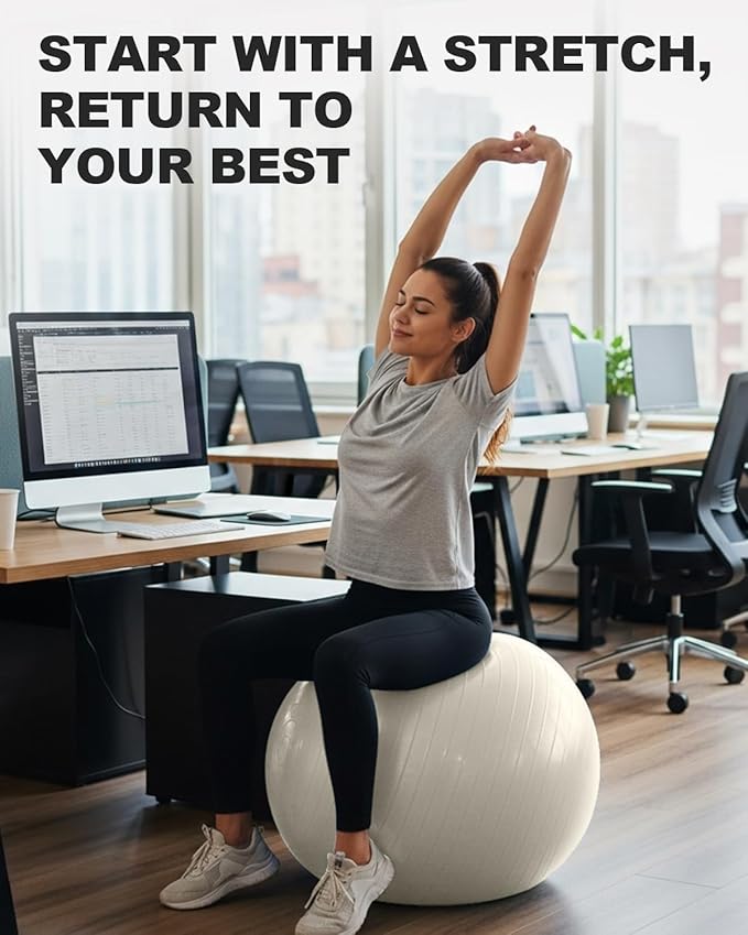 Trideer Exercise Ball for Yoga, Pilates & Fitness – Stability Ball Equipment for Home Gym & Office Chair, Core & Balance Training Accessories, Physical Therapy Equipment, Quick Pump Included, 5 Sizes - Bloomnest
