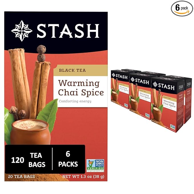 Stash Tea Chai Spice Black Tea, 6 Boxes with 20 Tea Bags Each (120 Tea Bags Total) - Bloomnest