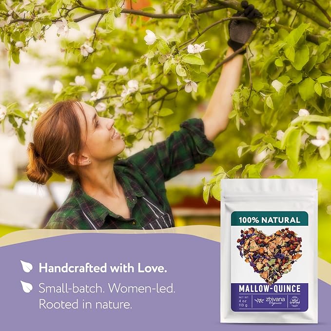 Blue Mallow and Quince Herbal Tea – Loose Leaf Caffeine Free Tea – Floral Fruity Relaxing Tea – 100% Natural Ingredients – Te de Malva - 4 oz - Bloomnest